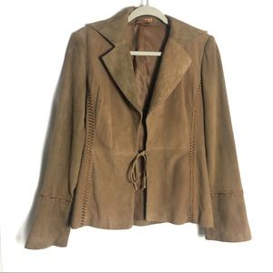 Tie Front Goat Suede Jacket